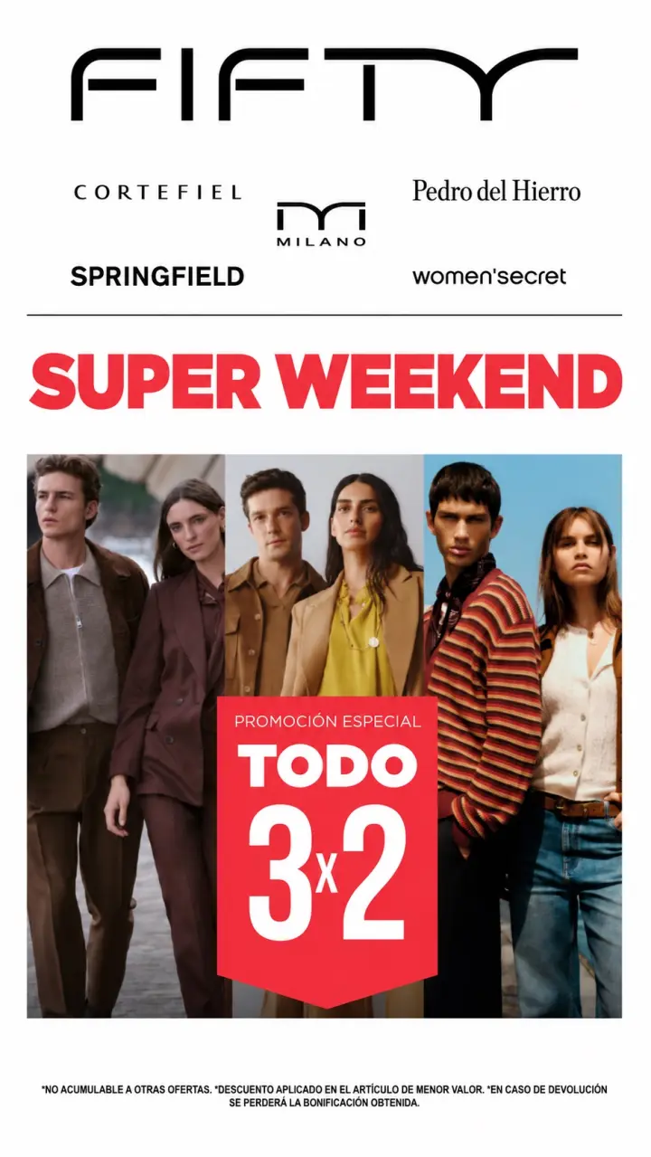 Súper weekend en FIFTY: ¡promoción 3x2 en toda la 