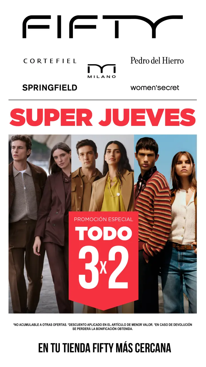 Súper Jueves en FIFTY: ¡promoción 3x2 en toda la t