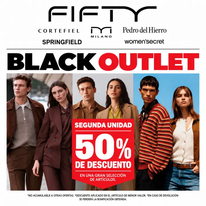 BLACK OUTLET: 50% de descuento en la segunda unida